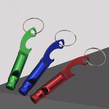 2Pcs Stylish Portable Aluminum Alloy Outdoor Sports Whistle Bottle Opener Tool