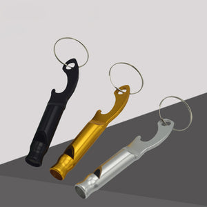 2Pcs Stylish Portable Aluminum Alloy Outdoor Sports Whistle Bottle Opener Tool